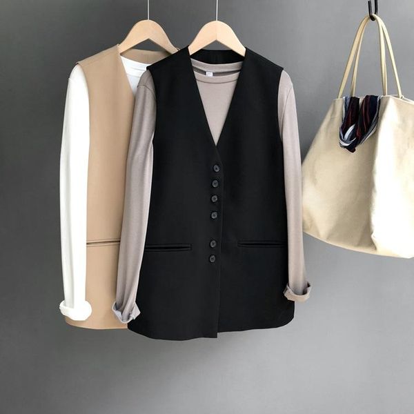 women's vests daily apparel female 2021 fashion casual jacket coat cardigan sleeveless simple single breasted suit vest for women black, Black;white
women's vests daily apparel female 2021 fashion casual jacket coat cardigan sleeveless simple single breasted suit vest for women black, Black;white