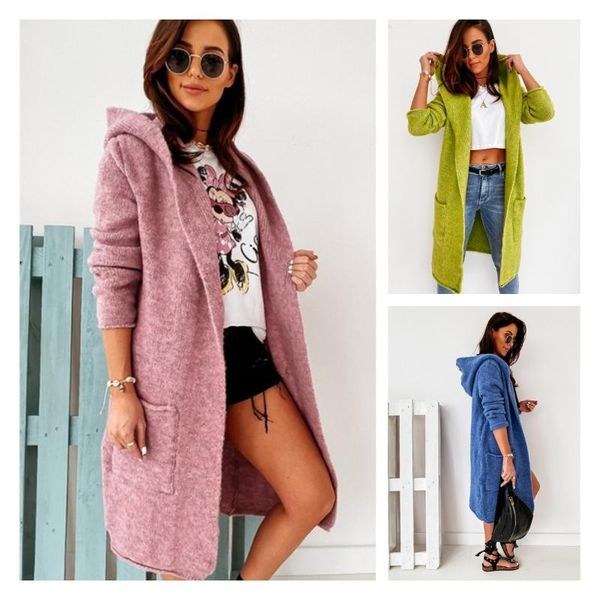 women's knits & tees loose long a hooded sweater knitting cardigan coat pocket oversized sweters for women large size ladies', White
women's knits & tees loose long a hooded sweater knitting cardigan coat pocket oversized sweters for women large size ladies', White