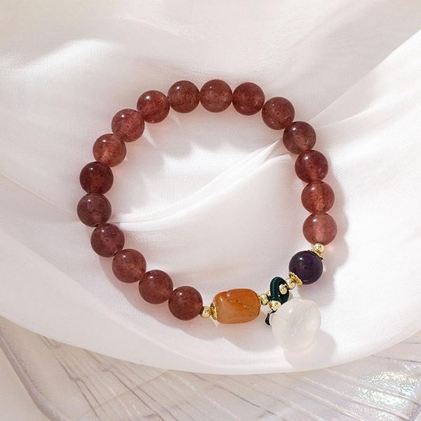 beaded, strands dark pink strawberry crystal lotus pendant bracelet simple ladies accessories, Black
beaded, strands dark pink strawberry crystal lotus pendant bracelet simple ladies accessories, Black