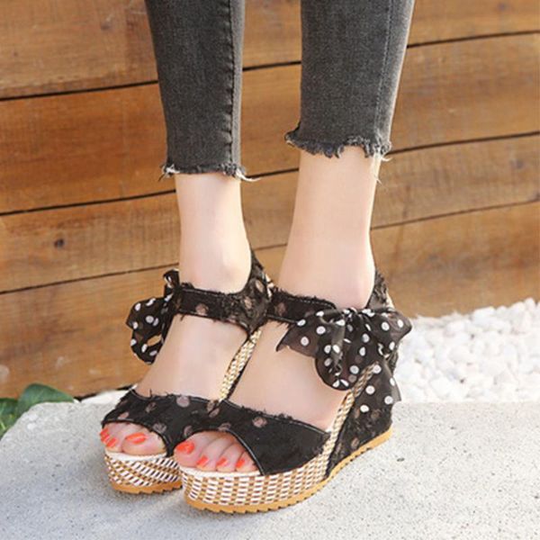 dress shoes ladies summer wedges heel sandals casual bowknot uppers fashion high heels women, Black
dress shoes ladies summer wedges heel sandals casual bowknot uppers fashion high heels women, Black