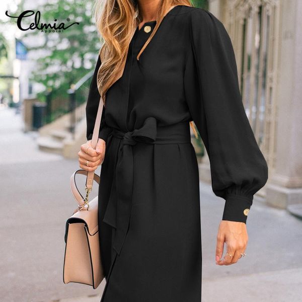 women autunn long lantern sleeve dress celmia casual belted solid midi vestidos elegant o-neck office lady buttons dresses 5xl, Black;gray
women autunn long lantern sleeve dress celmia casual belted solid midi vestidos elegant o-neck office lady buttons dresses 5xl, Black;gray