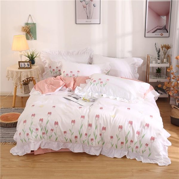 bedding sets luxury tulip flowers embroidery princess set 100% cotton double duvet cover bed fitted sheet pillowcases for home
bedding sets luxury tulip flowers embroidery princess set 100% cotton double duvet cover bed fitted sheet pillowcases for home