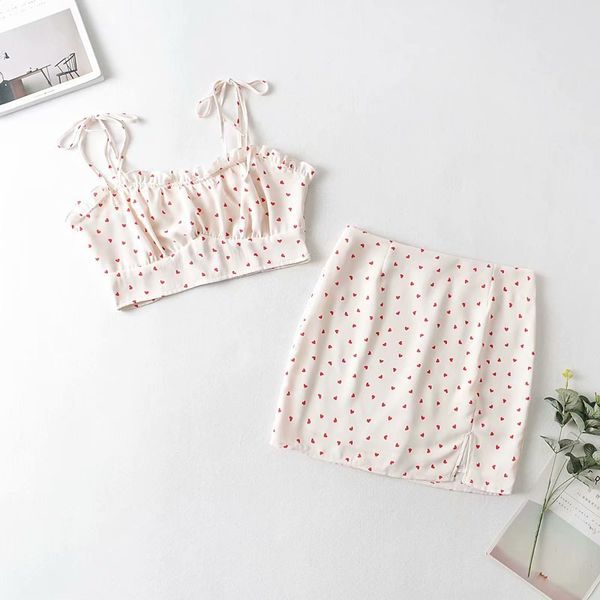 women with a bow tie vest camisole vintage peach heart print hip skirt with zipper fashion suit chic female suit 210507, White
women with a bow tie vest camisole vintage peach heart print hip skirt with zipper fashion suit chic female suit 210507, White