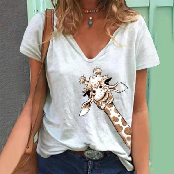 women's t-shirt women summer cute animal print short sleeve v-neck tee casual office lady t shirts soft loose woman plus size 5xl, White
women's t-shirt women summer cute animal print short sleeve v-neck tee casual office lady t shirts soft loose woman plus size 5xl, White