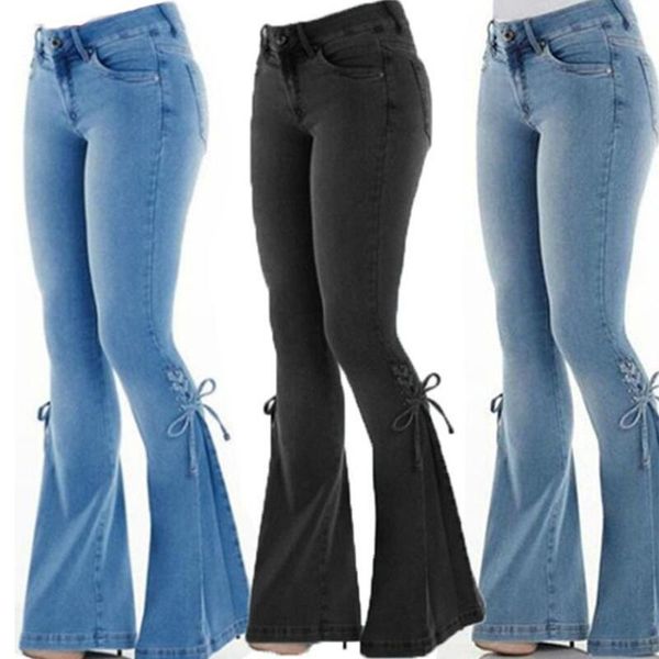 women's jeans fashion denim pants mid-waist stretch skinny casual flared trousers, Blue
women's jeans fashion denim pants mid-waist stretch skinny casual flared trousers, Blue