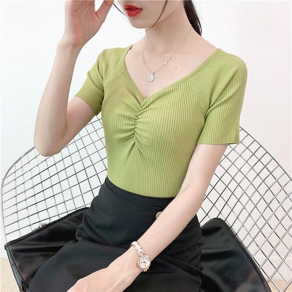 women's sweaters women t shirt thin sweater v-neck green white black blue short sleeve tshirts 2021 spring summer shirts
women's sweaters women t shirt thin sweater v-neck green white black blue short sleeve tshirts 2021 spring summer shirts