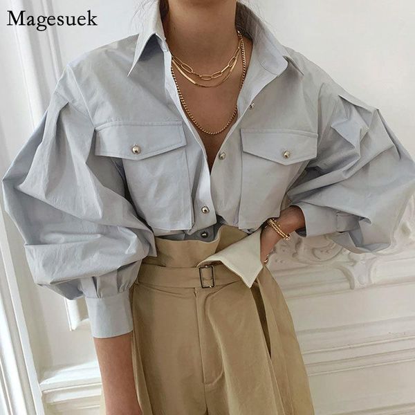 women's blouses & shirts spring autumn vintage turn-down collar blouse shirt lantern sleeve pockets streetwear loose female 12623, White
women's blouses & shirts spring autumn vintage turn-down collar blouse shirt lantern sleeve pockets streetwear loose female 12623, White