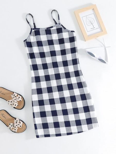 girls gingham print cami dress she, Red;yellow