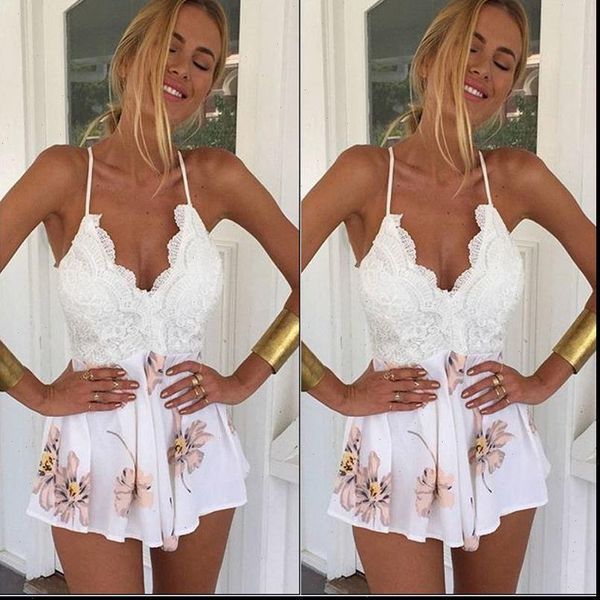 playsuit summer fashion floral print women jumpsuits casual spaghetti strap backless cross lace patchwork playsuits, Black;white
playsuit summer fashion floral print women jumpsuits casual spaghetti strap backless cross lace patchwork playsuits, Black;white