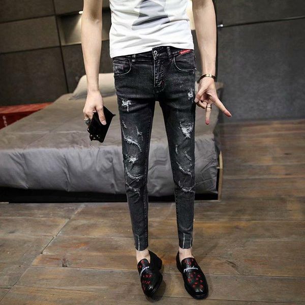 men's jeans wholesale 2021 ankle length pants ripped male korean small feet loopholes beggar brand tight elastic teenagerspencil, Blue
men's jeans wholesale 2021 ankle length pants ripped male korean small feet loopholes beggar brand tight elastic teenagerspencil, Blue
