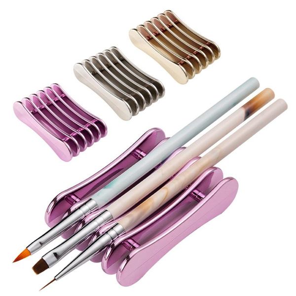 nail brushes 5 grids brush holder plated metal plastic fingernail liner shading gel art manicure tool storage shelf, Yellow
nail brushes 5 grids brush holder plated metal plastic fingernail liner shading gel art manicure tool storage shelf, Yellow