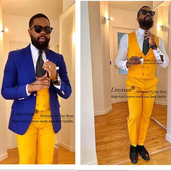 men's suits & blazers fashion royal jacket yellow double breasted wedding groom tuxedos slim fit prom 3 pieces terno masculino (blazer, White;black
men's suits & blazers fashion royal jacket yellow double breasted wedding groom tuxedos slim fit prom 3 pieces terno masculino (blazer, White;black