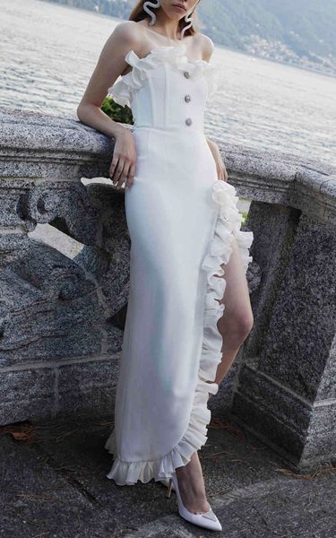 casual dresses arrival white strapless off shoulder button high slit ruffles women bodycon party fashion suup, Black;gray
casual dresses arrival white strapless off shoulder button high slit ruffles women bodycon party fashion suup, Black;gray