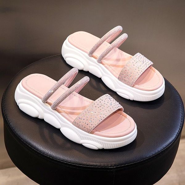 slippers 2021 summer wild wear women comfortable thick soles rhinestone decorative slippers., Black
slippers 2021 summer wild wear women comfortable thick soles rhinestone decorative slippers., Black