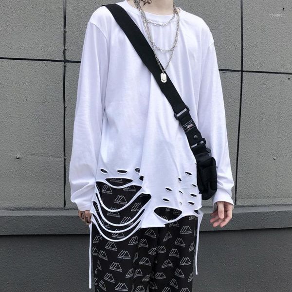 women's t-shirt ripped long-sleeved men's and spring/autumn street hip-hop loose inner wear mid-length stacking bottoming shirt, White
women's t-shirt ripped long-sleeved men's and spring/autumn street hip-hop loose inner wear mid-length stacking bottoming shirt, White