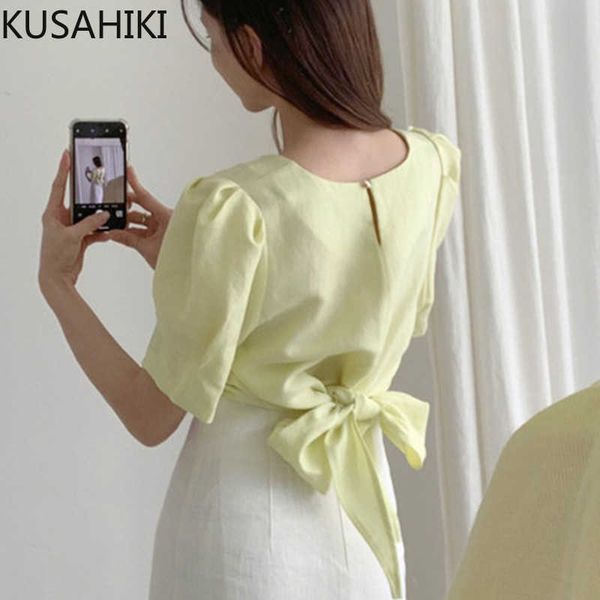 kusahiki sweet elegant bow tie short shirt puff sleeve o-neck korean blusas summer solid slim blouses femme 6g304 210602, White
kusahiki sweet elegant bow tie short shirt puff sleeve o-neck korean blusas summer solid slim blouses femme 6g304 210602, White