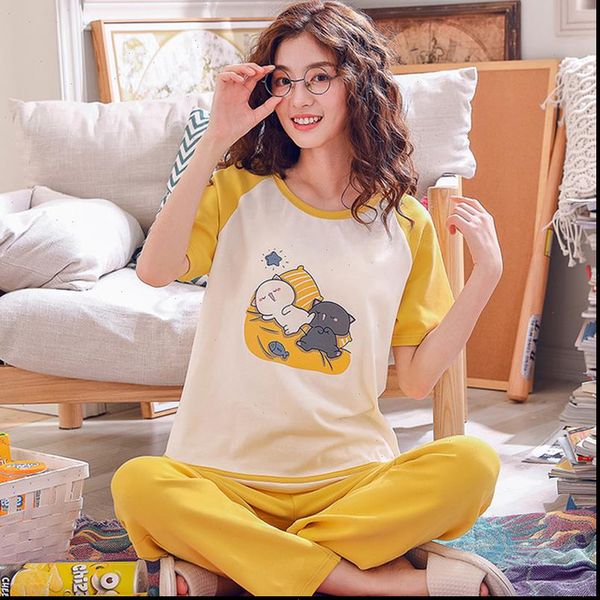 2pcs set short t shirt womens sleepwears trousers pijamas summer cotton sleep pants woman pyjama style, Black;red
2pcs set short t shirt womens sleepwears trousers pijamas summer cotton sleep pants woman pyjama style, Black;red
