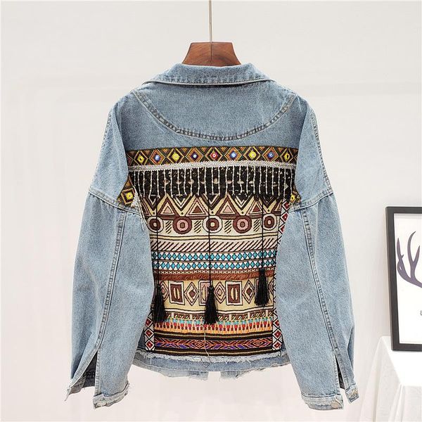 women's jackets vintage jeans jacket coat women tassel embroidery flowers denim loose long sleeve short female outwear, Black;brown
women's jackets vintage jeans jacket coat women tassel embroidery flowers denim loose long sleeve short female outwear, Black;brown
