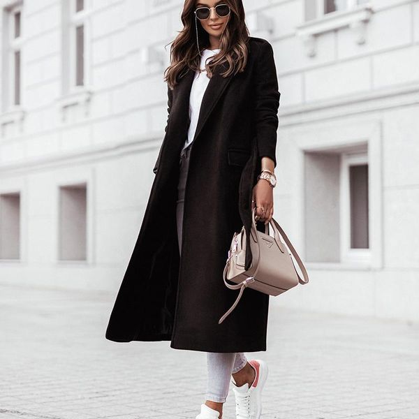 women's wool & blends faux women long coats trench double breasted sleeve lapel belted casual autumn winter jacket outerwear, Black
women's wool & blends faux women long coats trench double breasted sleeve lapel belted casual autumn winter jacket outerwear, Black