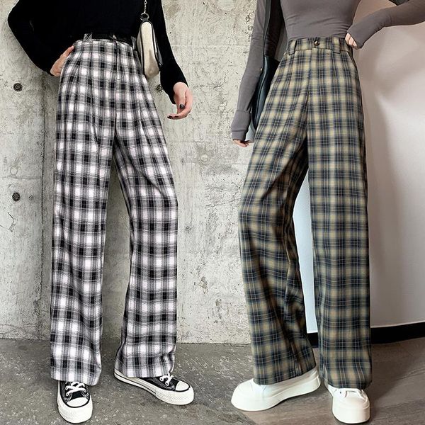 women's pants & capris harajuku retro plaid wide leg 2021 spring high waist drop loose straight casual 6022, Black;white
women's pants & capris harajuku retro plaid wide leg 2021 spring high waist drop loose straight casual 6022, Black;white
