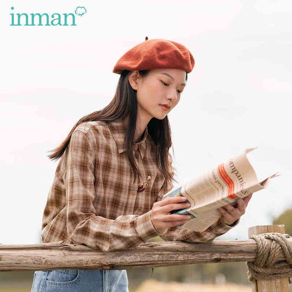 blouses spring autumn literature vintage contrast check loose lapel single-breasted long sleeve blouse 7fps, White
blouses spring autumn literature vintage contrast check loose lapel single-breasted long sleeve blouse 7fps, White