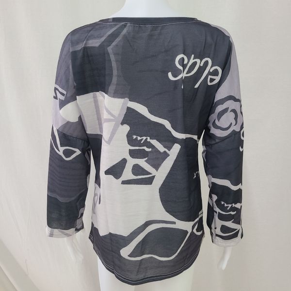 women's long-sleeved t-shirt map printing loose oversized casual bottoming clothes autumn and winter clothing 746, White
women's long-sleeved t-shirt map printing loose oversized casual bottoming clothes autumn and winter clothing 746, White