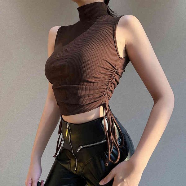 knitted tank women black sleeveless blouse y2k spring trend turtleneck drawstring pullovers t-shirt solid knitwear 210517, White
knitted tank women black sleeveless blouse y2k spring trend turtleneck drawstring pullovers t-shirt solid knitwear 210517, White