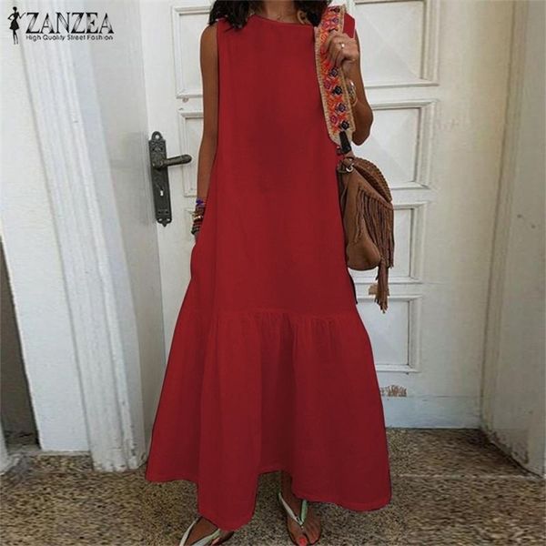 womens summer sundress plus size ruffle dress 2021 zanzea kaftan sleeveless long maxi vestidos female casual o neck beach robe, Black;gray
womens summer sundress plus size ruffle dress 2021 zanzea kaftan sleeveless long maxi vestidos female casual o neck beach robe, Black;gray