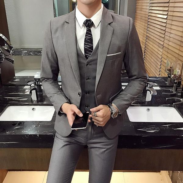 men's suits & blazers three piece suit korean business slim and handsome sets, White;black
men's suits & blazers three piece suit korean business slim and handsome sets, White;black