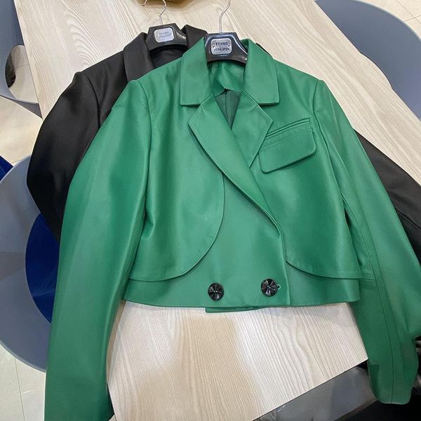 women's leather & faux autumn green jacket women luxury chic casaco feminino sheepskin small suit slim clothes show thin streetw, Black
women's leather & faux autumn green jacket women luxury chic casaco feminino sheepskin small suit slim clothes show thin streetw, Black