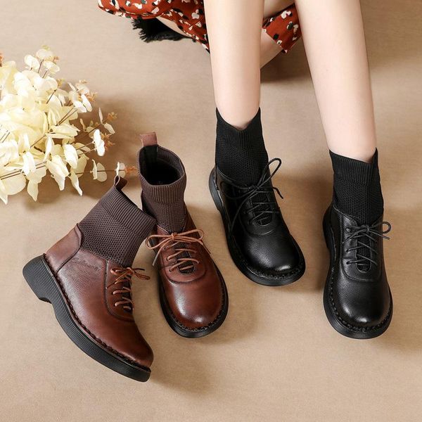 boots women's shoes 2021 autumn and winter high-ankle lace-up retro layer cowhide, Black
boots women's shoes 2021 autumn and winter high-ankle lace-up retro layer cowhide, Black