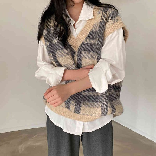 women's knits & tees hzirip plaid knitwear sweater vest casual teens warm 2021 loose chic patchwork autumn women v-neck all-match thick, White
women's knits & tees hzirip plaid knitwear sweater vest casual teens warm 2021 loose chic patchwork autumn women v-neck all-match thick, White