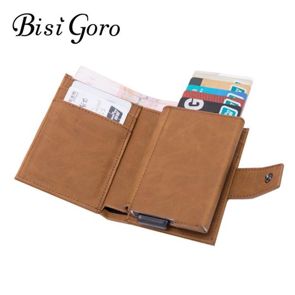 card holders bisi goro 2021 style rfid holder and minimalist wallet metal men women single box aluminium blocking for cards, Brown;gray
card holders bisi goro 2021 style rfid holder and minimalist wallet metal men women single box aluminium blocking for cards, Brown;gray