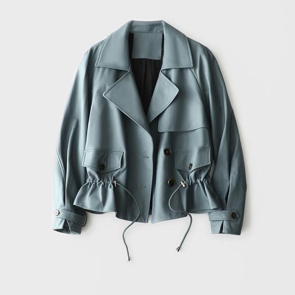 women's jackets 2021 autumn temperament intellectual drawstring leather coat inner mongolia sheep female, Black;brown
women's jackets 2021 autumn temperament intellectual drawstring leather coat inner mongolia sheep female, Black;brown