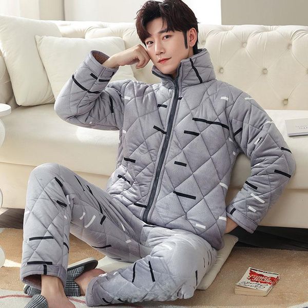 men's sleepwear winter pajama setsthree-layers cotton-padded pijama warm suit pyjamas for man casual coral fleece sleep home clothing, Black;brown
men's sleepwear winter pajama setsthree-layers cotton-padded pijama warm suit pyjamas for man casual coral fleece sleep home clothing, Black;brown