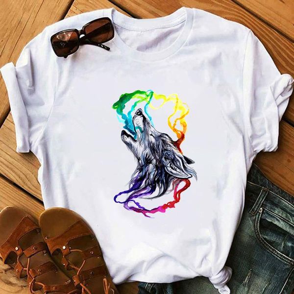 women's t-shirt harajuku streetwear cartoon graphic hip-hop o-neck ladies clothing wolf women watercolor short-sleeved shirt, White
women's t-shirt harajuku streetwear cartoon graphic hip-hop o-neck ladies clothing wolf women watercolor short-sleeved shirt, White