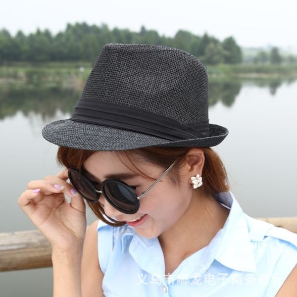 fashion men's jazz fashion women's spring summer british straw sun hat beach hat, Blue;gray
fashion men's jazz fashion women's spring summer british straw sun hat beach hat, Blue;gray