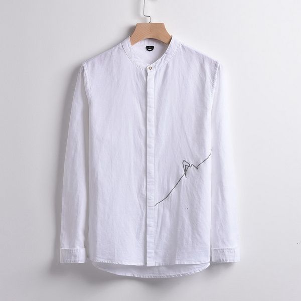 men's t-shirts long sleeve brand linen solid white shirts for men fashion embroidered shirt male stand collar camisa lbs3, White;black
men's t-shirts long sleeve brand linen solid white shirts for men fashion embroidered shirt male stand collar camisa lbs3, White;black