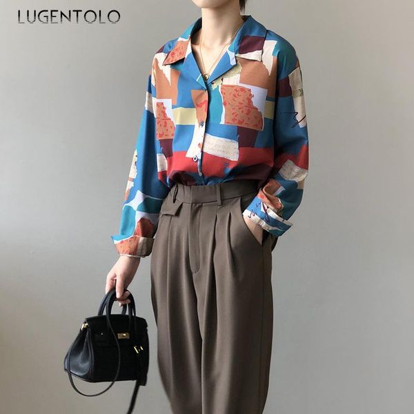 women's blouses & shirts lugentolo shirt autumn retro printed harajuku casual long-sleeved lapel loose female fashion single-breasted, White
women's blouses & shirts lugentolo shirt autumn retro printed harajuku casual long-sleeved lapel loose female fashion single-breasted, White