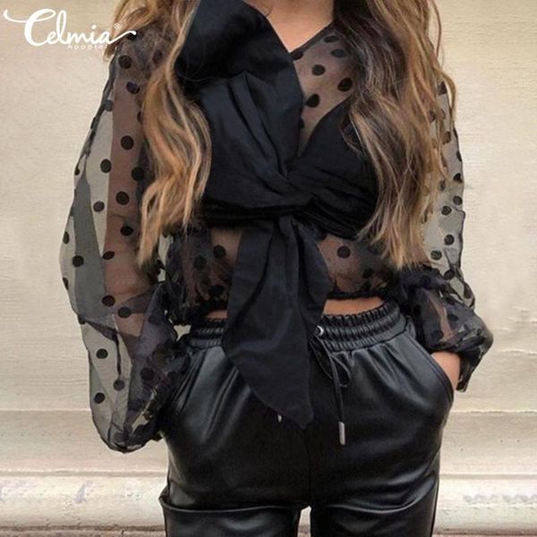 women's blouses & shirts 2021 summer women see-through mesh sheer blouse celmia fashion long sleeve bow lace up transparent shirt s, White
women's blouses & shirts 2021 summer women see-through mesh sheer blouse celmia fashion long sleeve bow lace up transparent shirt s, White