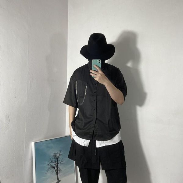 men's casual shirts summer 2022 mens short sleeve shirt loose turn-down collar vintage spliced korean style fashion fake two blouse, White;black
men's casual shirts summer 2022 mens short sleeve shirt loose turn-down collar vintage spliced korean style fashion fake two blouse, White;black