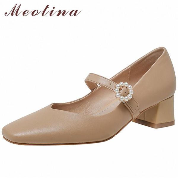 dress shoes meotina genuine leather mary janes women pumps square toe med heels buckle strap thick heel female footwear beige size 40, Black
dress shoes meotina genuine leather mary janes women pumps square toe med heels buckle strap thick heel female footwear beige size 40, Black
