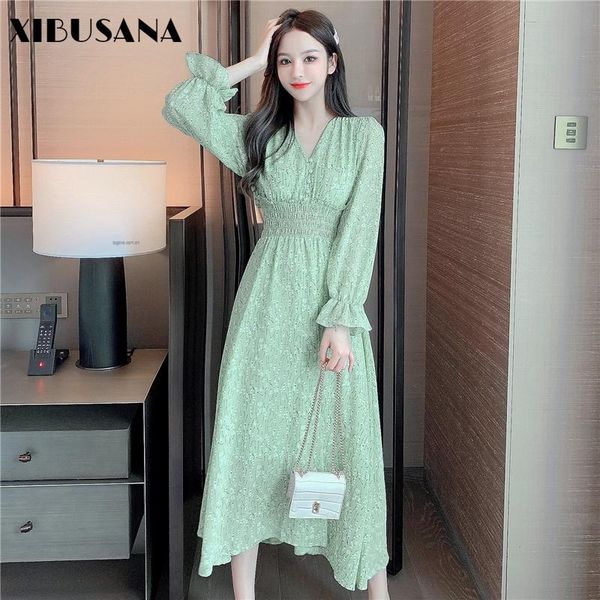 casual dresses xibusana 2021 autumn floral print mid calf dress ladies vintage long sleeve buttons elastic high waist slim v-neck women, Black;gray
casual dresses xibusana 2021 autumn floral print mid calf dress ladies vintage long sleeve buttons elastic high waist slim v-neck women, Black;gray