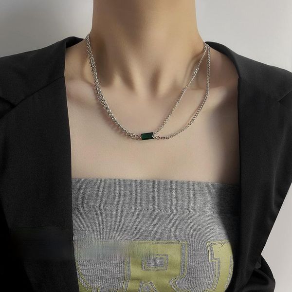 pendant necklaces u-magical concise double layer square green crystal chokers necklace for women exquisite metal irregular chain jewelry, Silver
pendant necklaces u-magical concise double layer square green crystal chokers necklace for women exquisite metal irregular chain jewelry, Silver