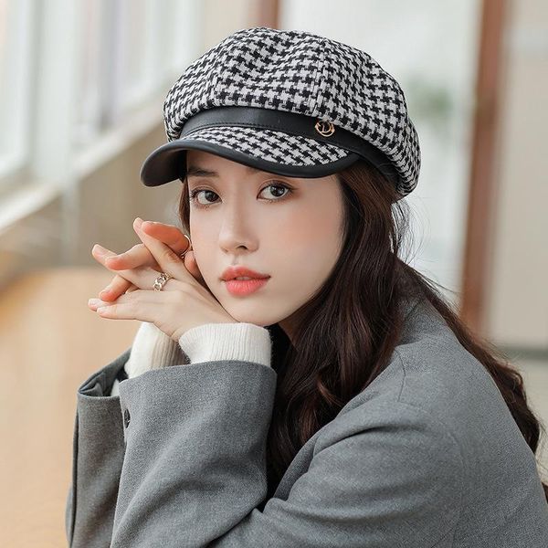 stingy brim hats fashion octagonal hat women winter chain houndstooth cap british france retro sboy leather female beret, Blue;gray
stingy brim hats fashion octagonal hat women winter chain houndstooth cap british france retro sboy leather female beret, Blue;gray