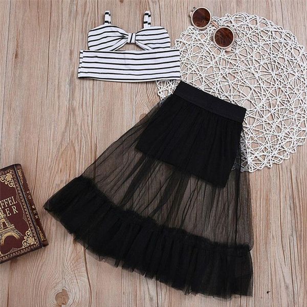 striped sleeveless bow crop shirts tulle skirt clothing summer girl 6m 5t 2pcs kids child baby girls clothes set, White
striped sleeveless bow crop shirts tulle skirt clothing summer girl 6m 5t 2pcs kids child baby girls clothes set, White