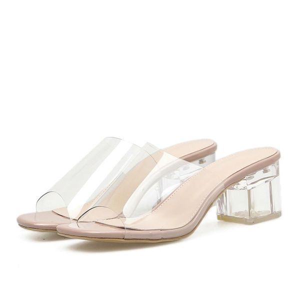 jelly crystal slippers open toed high heels women transparent heel sandals square zapatos, Black
jelly crystal slippers open toed high heels women transparent heel sandals square zapatos, Black