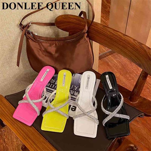 summer slipper fashion high heels square toe slides sandal brand mule elegant party dress bling shoes 210619, Black
summer slipper fashion high heels square toe slides sandal brand mule elegant party dress bling shoes 210619, Black