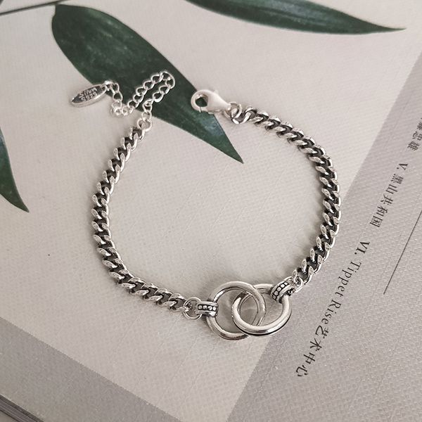 hip hop jewelry double circle thai silver color handmade thick chain couple bracelet for men women s-b413, Golden;silver
hip hop jewelry double circle thai silver color handmade thick chain couple bracelet for men women s-b413, Golden;silver