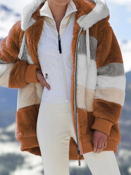 new winter faux fur loose plush multicolor hooded temperament fashion trend loose soft jacket, Black
new winter faux fur loose plush multicolor hooded temperament fashion trend loose soft jacket, Black